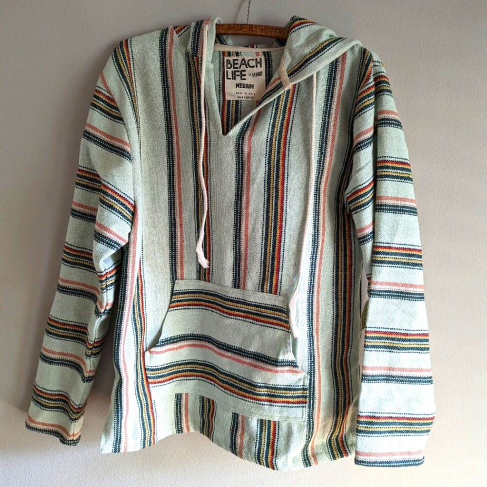 Beach hoodie seafoam striped beach bum beach life nwt
